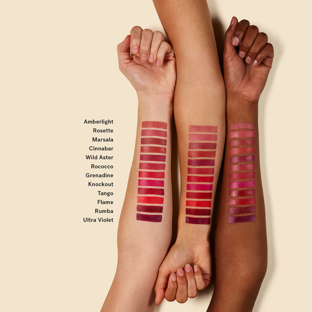 ILIA Rosette on lips demonstrates all-day color with a soft sheen.