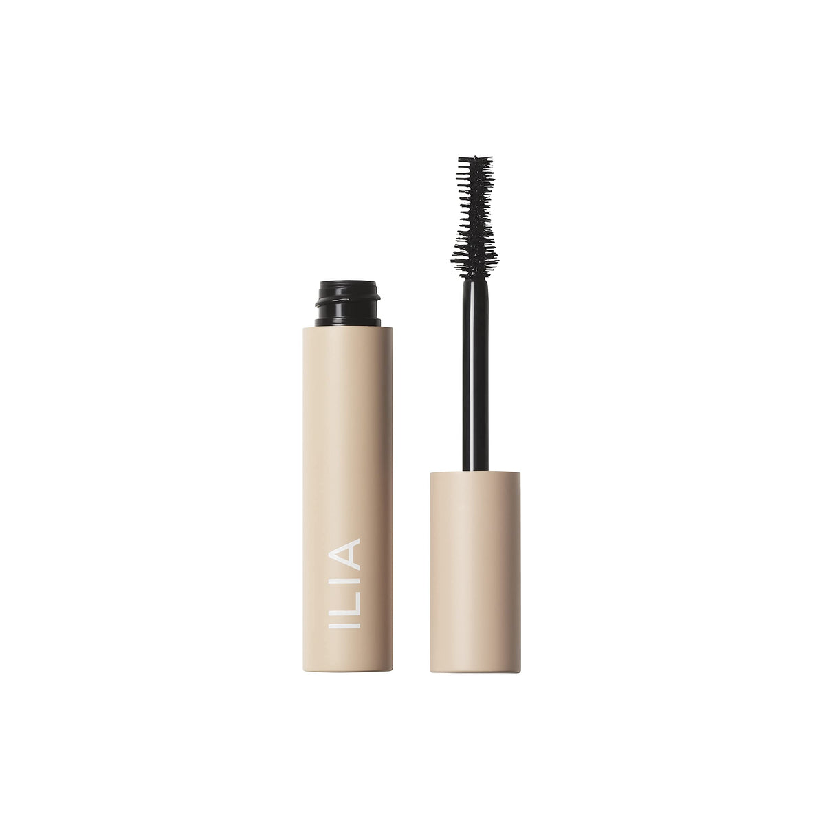 ILIA Fullest Volumizing Mascara bottle close-up for weightless, buildable volume.