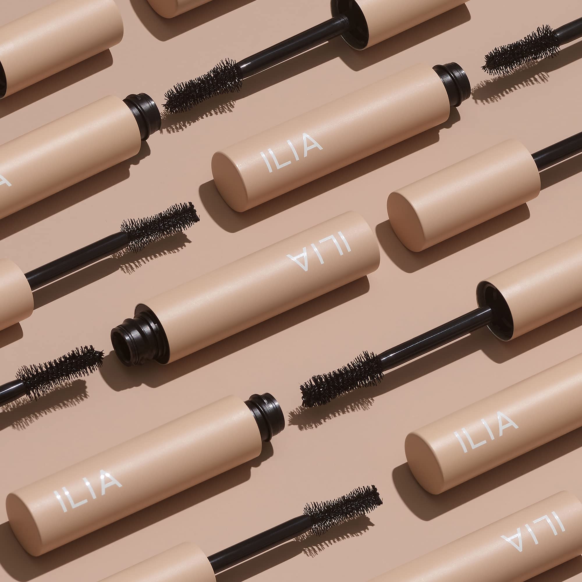 ILIA Fullest Volumizing Mascara tube label highlighting vegan, cruelty-free formula.