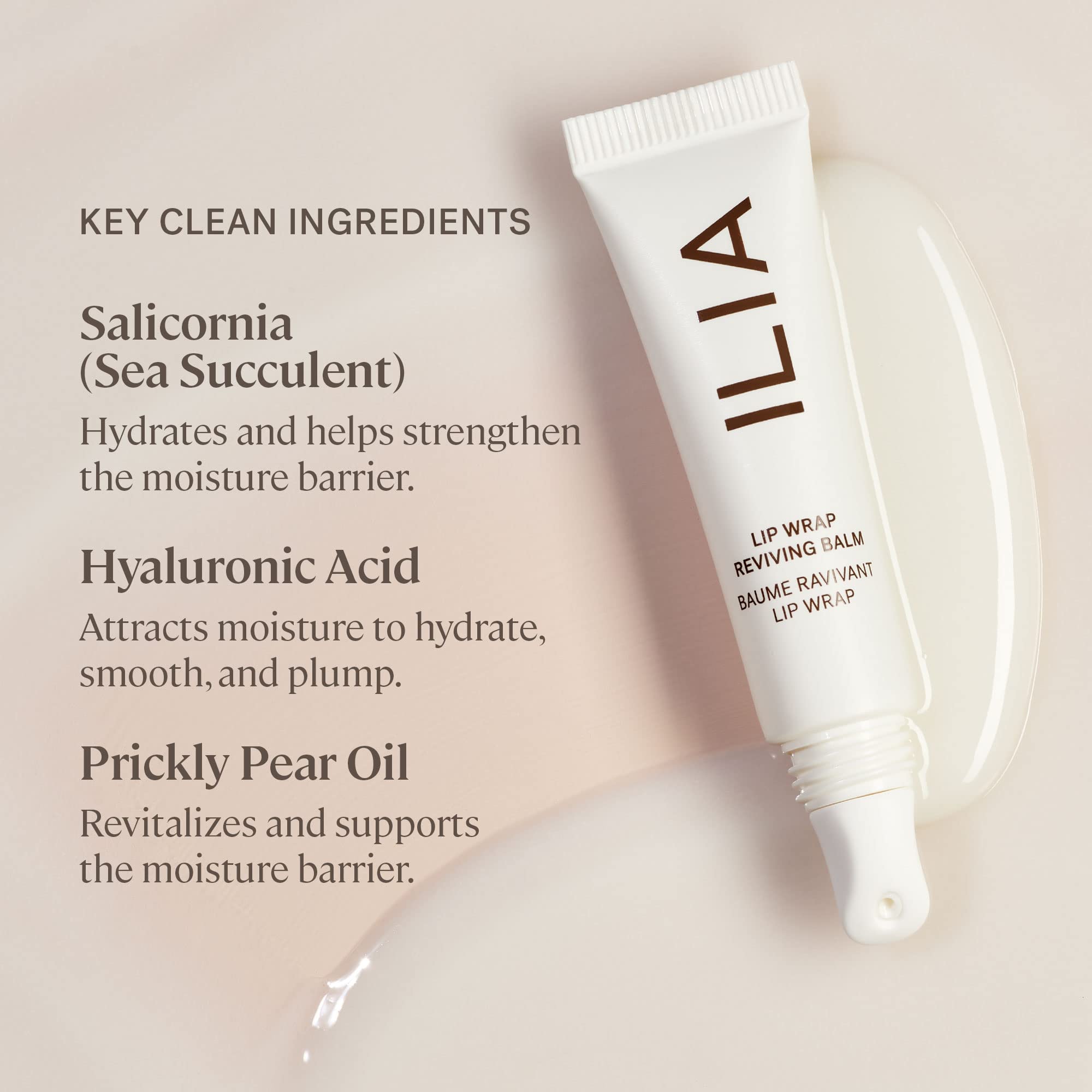 ILIA Lip Wrap Reviving Balm lavender chamomile scent for soothing lip routine.