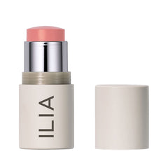 ILIA Multi-Stick In The Mood swatch for warm golden peach lips and cheeks.