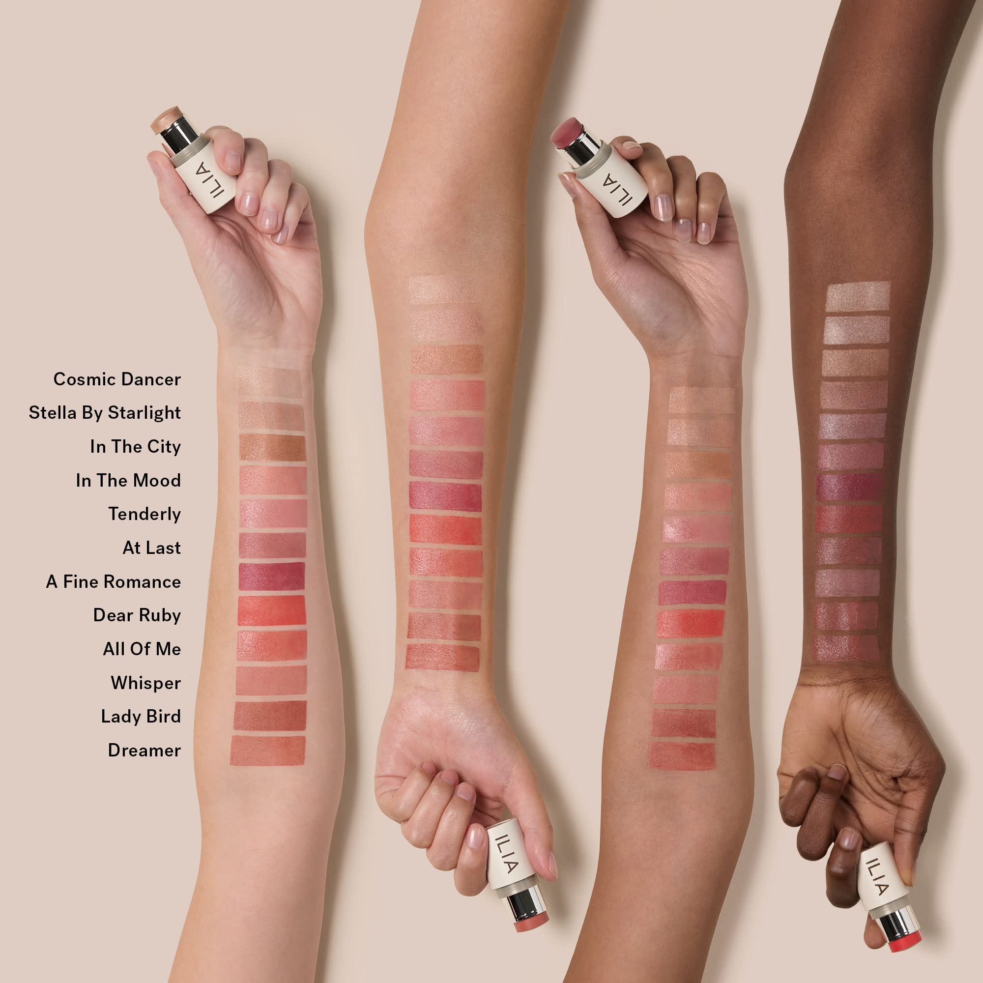ILIA Multi-Stick lip-cheek application natural finish detail.