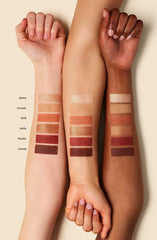 ILIA Necessary Eyeshadow Palette colors swatches displaying warm nude to copper tones