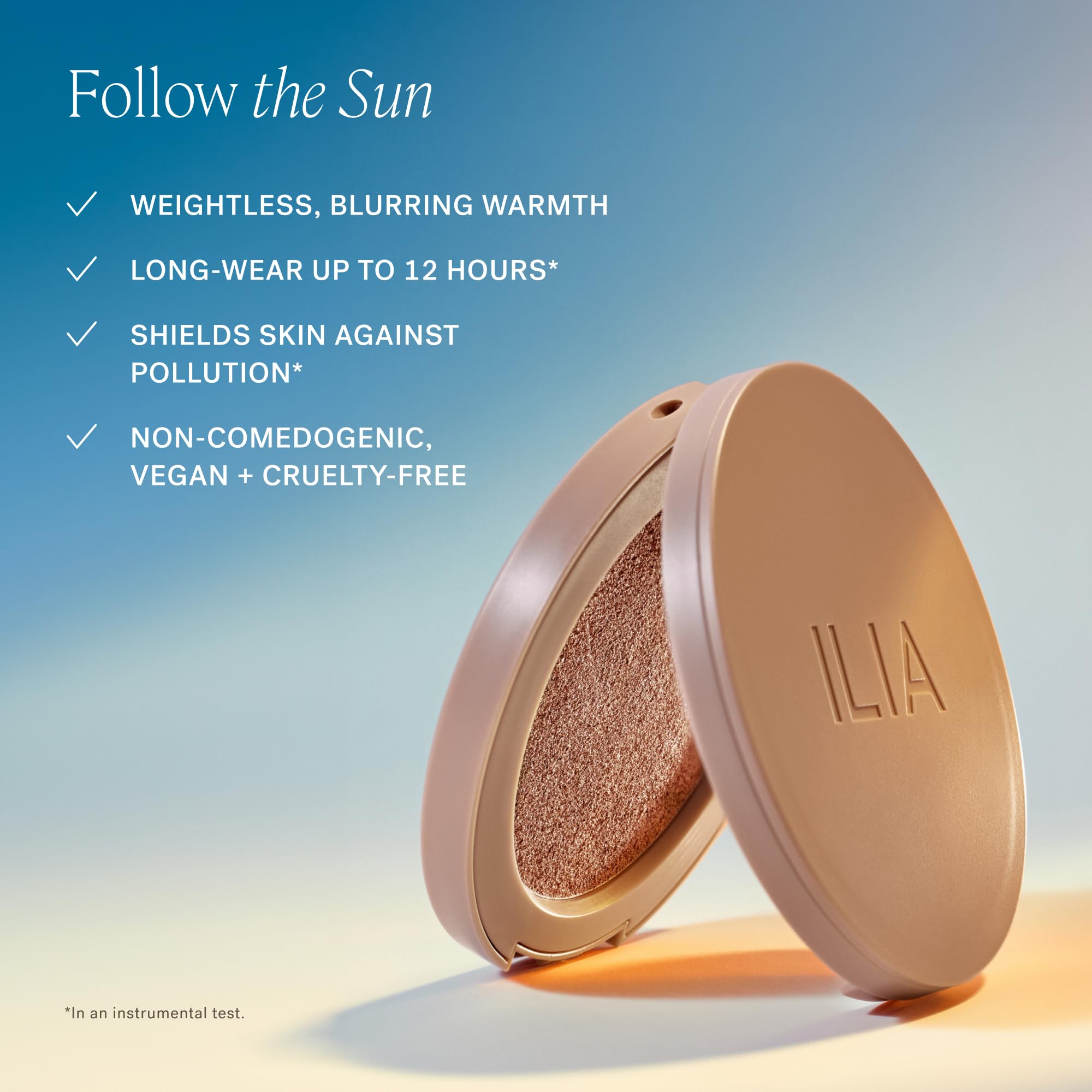 ILIA Sunshift vegan cruelty-free formula is non-comedogenic for breathable wear