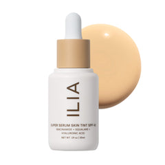 ILIA Super Serum Skin Tint SPF 40 bottle with dewy, lightweight protection.