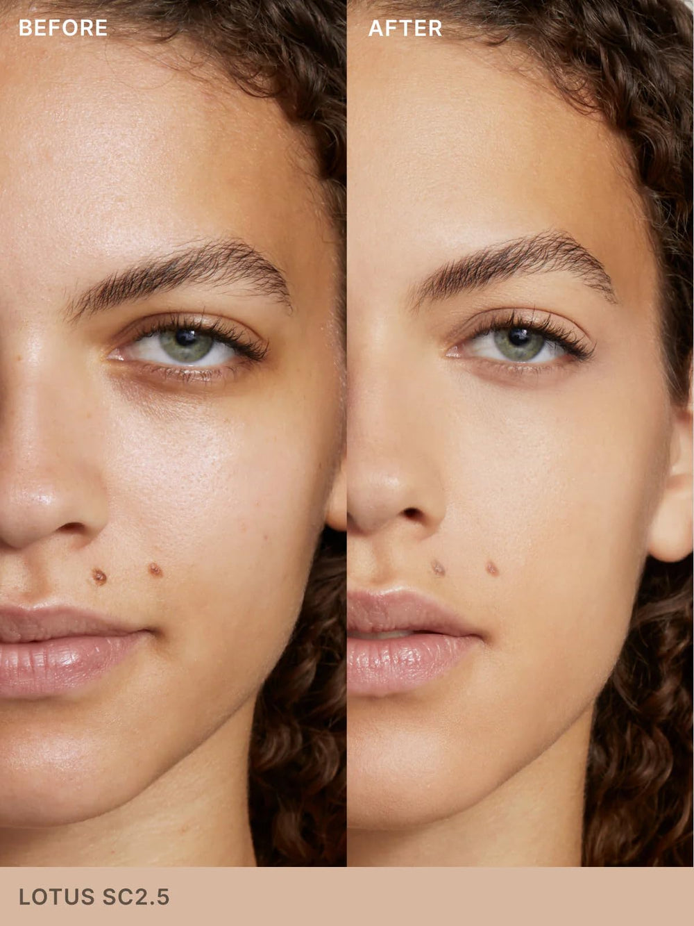 Under-eye coverage example shows potential to brighten dark circles.
