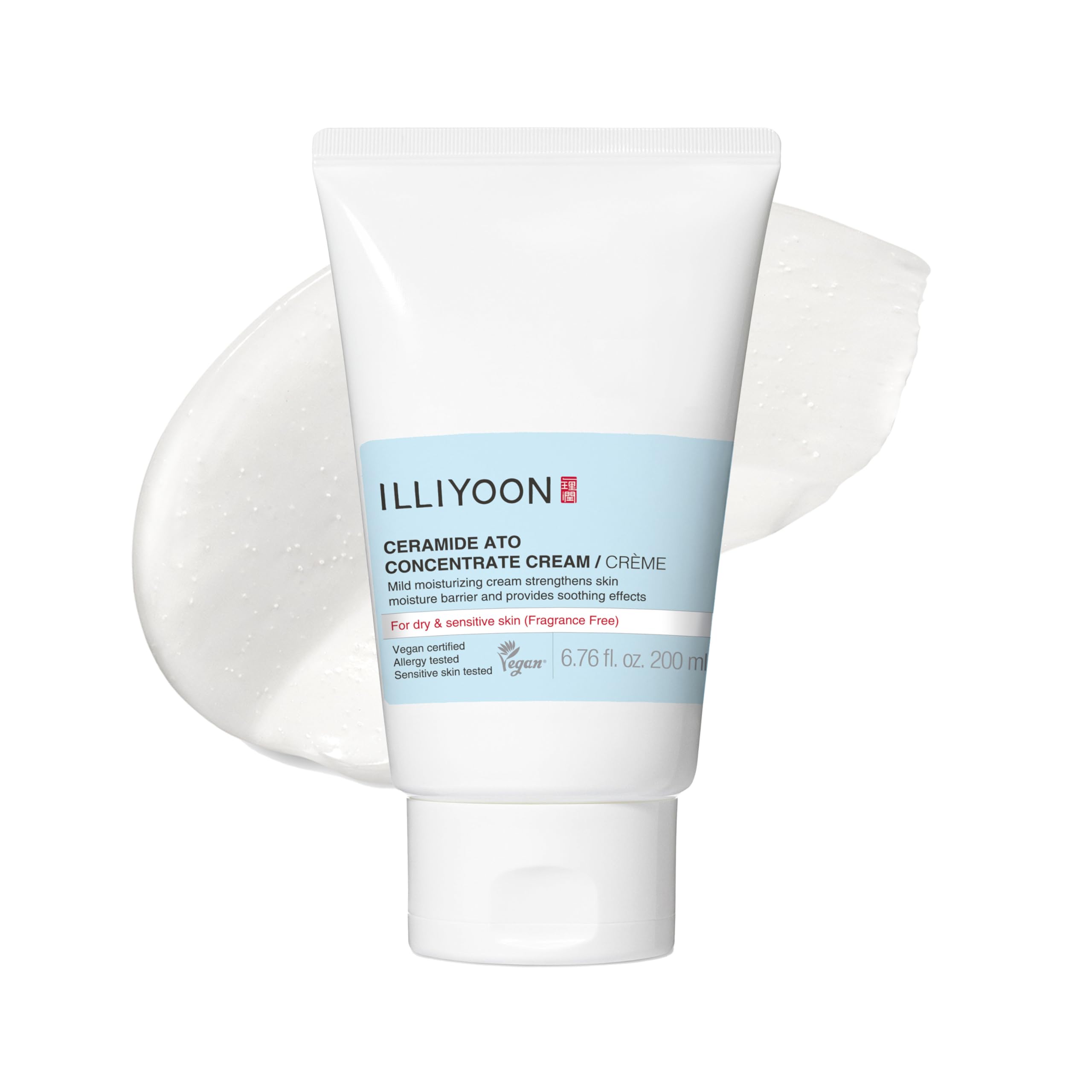 Illiyoon Ceramide Ato Concentrate Cream bottle close-up for intense hydration and barrier support.