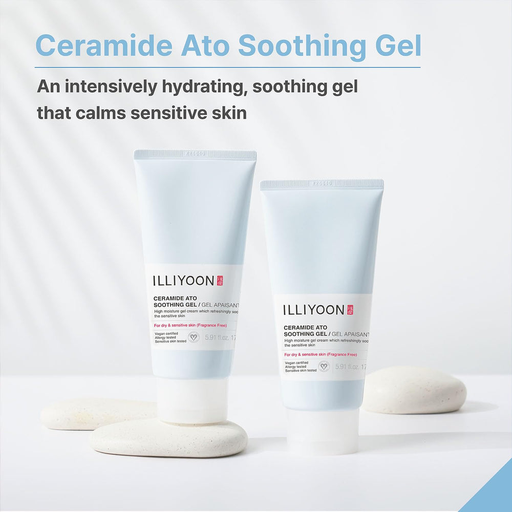 Illiyoon Ceramide Ato Soothing Gel application shows light, non-greasy texture.