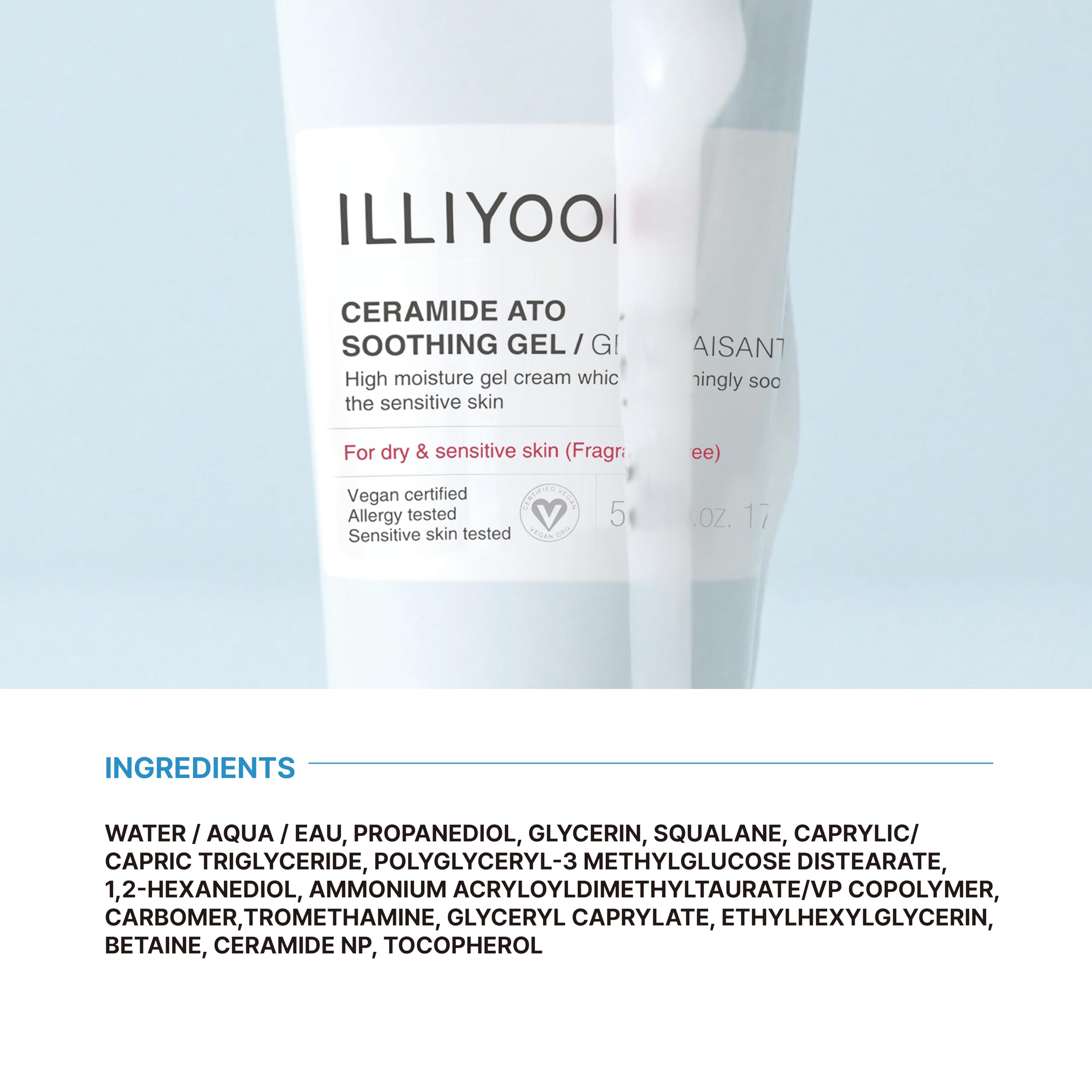 Illiyoon gel texture closeup highlights natural-origin ingredients.