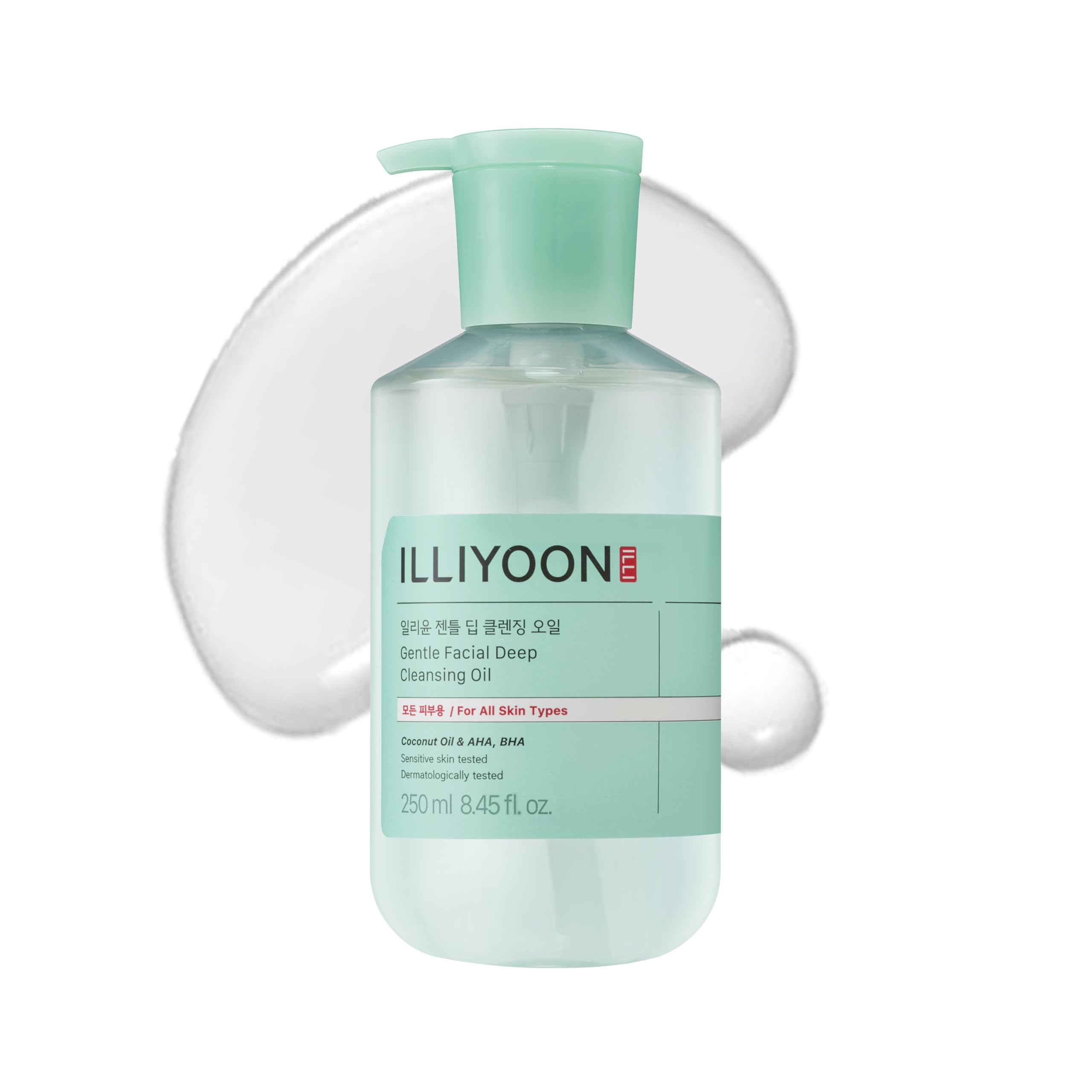 Illiyoon Gentle Deep Cleansing Oil bottle front highlights fragrance-free formula for sensitive skin.