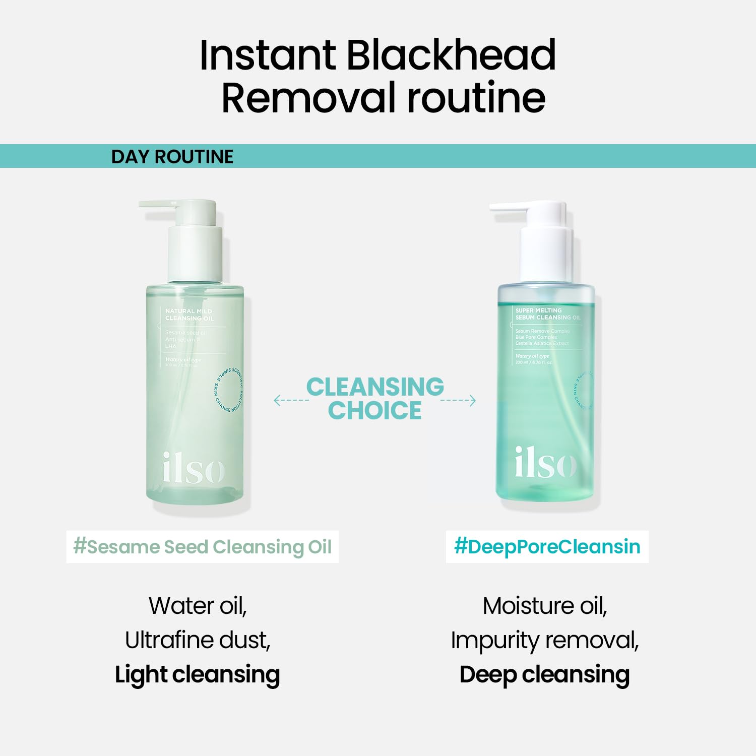 ilso Super Melting Sebum Cleansing Oil massage action demonstrates two-step cleansing for makeup removal.