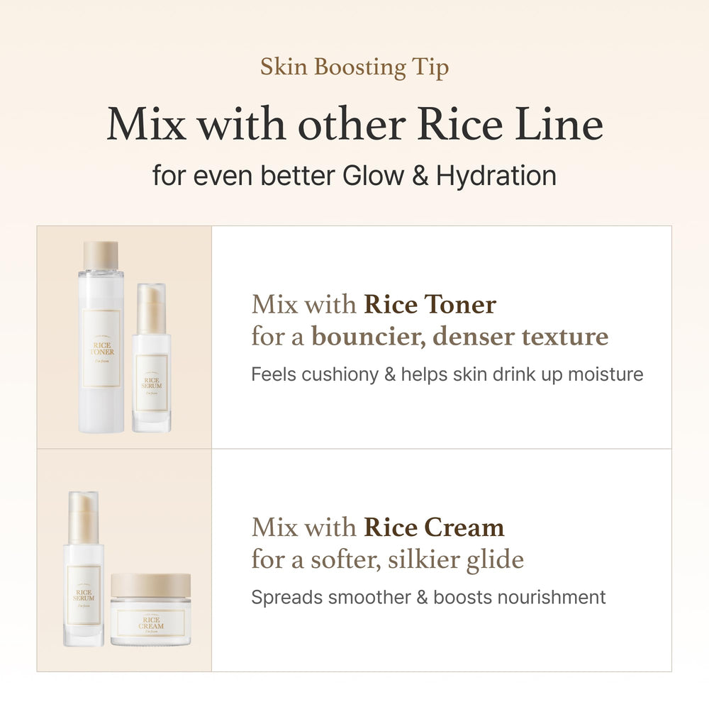 I'm from Rice Serum dermatology-tested label signals safe, gentle daily use.