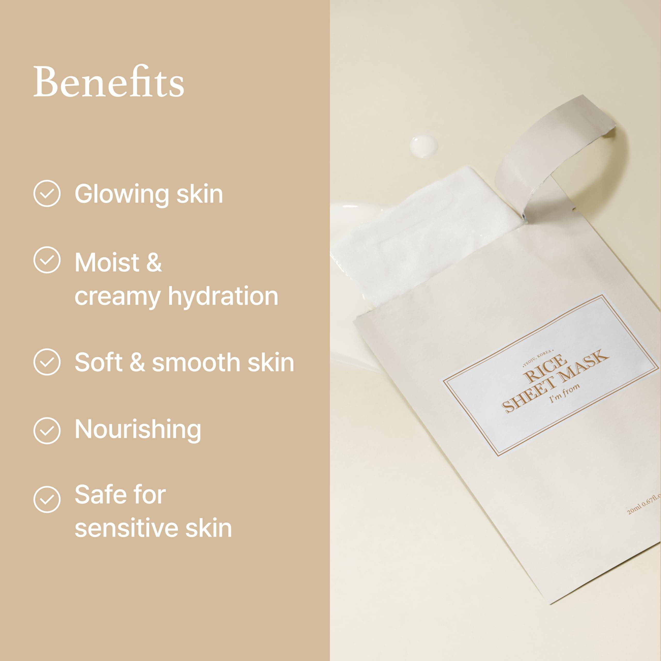 I'm from Rice Sheet Mask vegan-certified label appeals to plant-based skincare fans