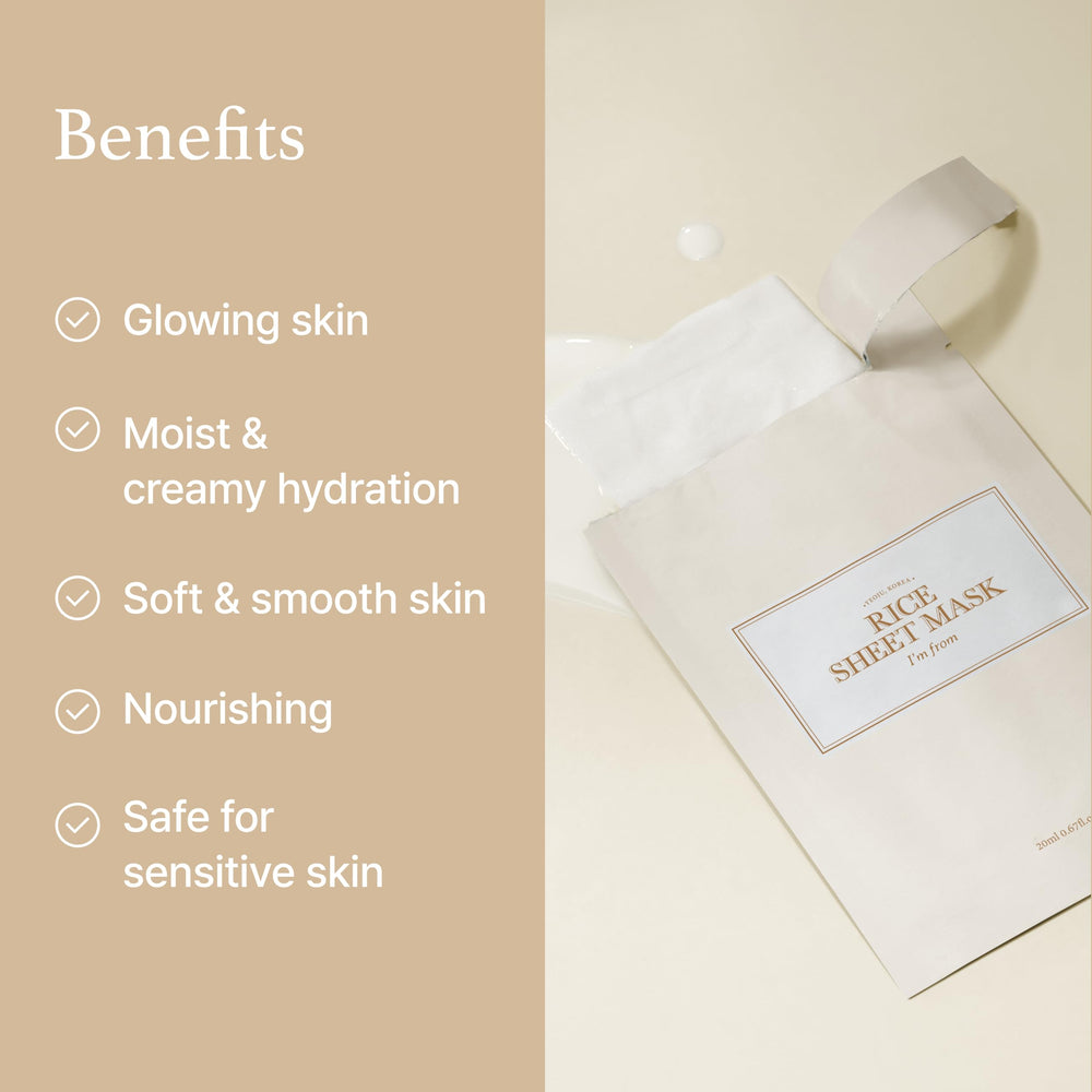 I'm from Rice Sheet Mask vegan-certified label appeals to plant-based skincare fans