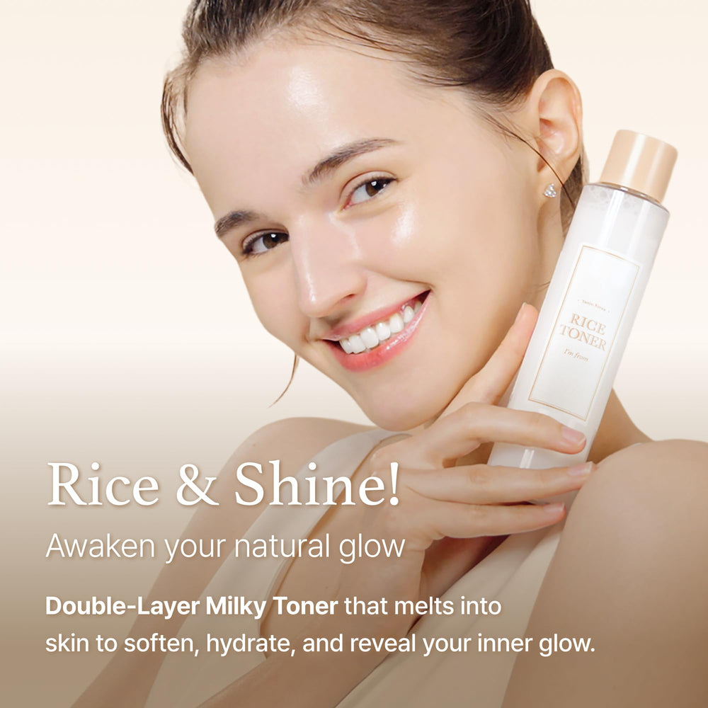 I'm from Rice Toner niacinamide ingredients packaging conveys brightening-supportive formula.