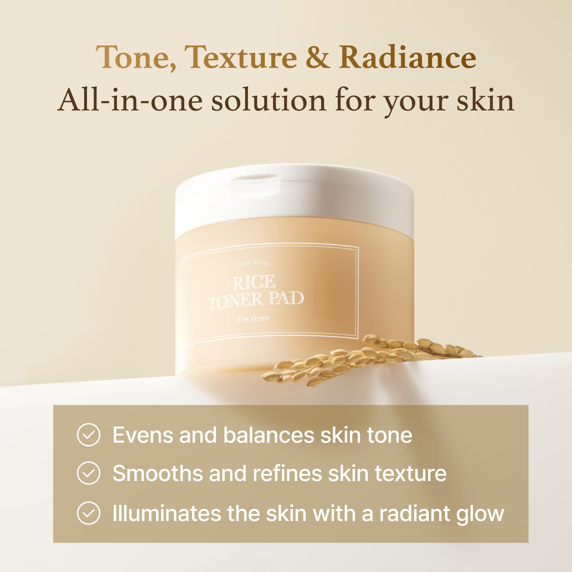 I'm from Rice Toner Pads application on skin demonstrates two-way care benefits