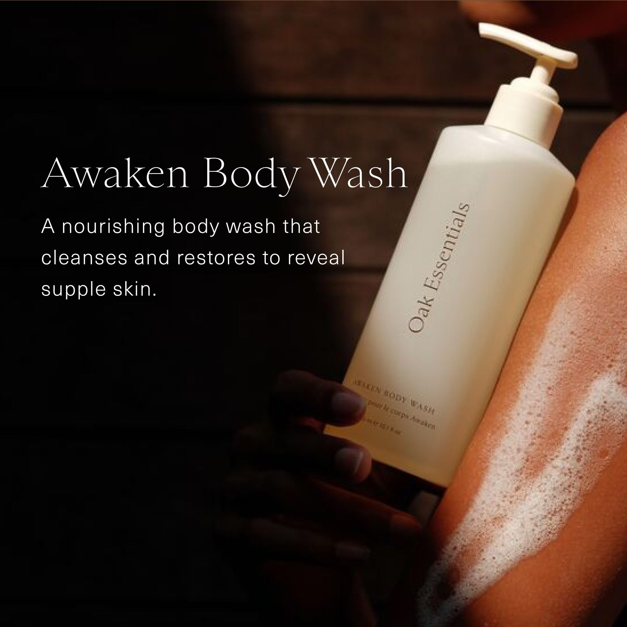 Oak Essentials Awaken Body Wash | Hydrating Shower Gel with Lavender Oil, Cedarwood Oil & Rice Bran Extract, 10.1 Fl Oz