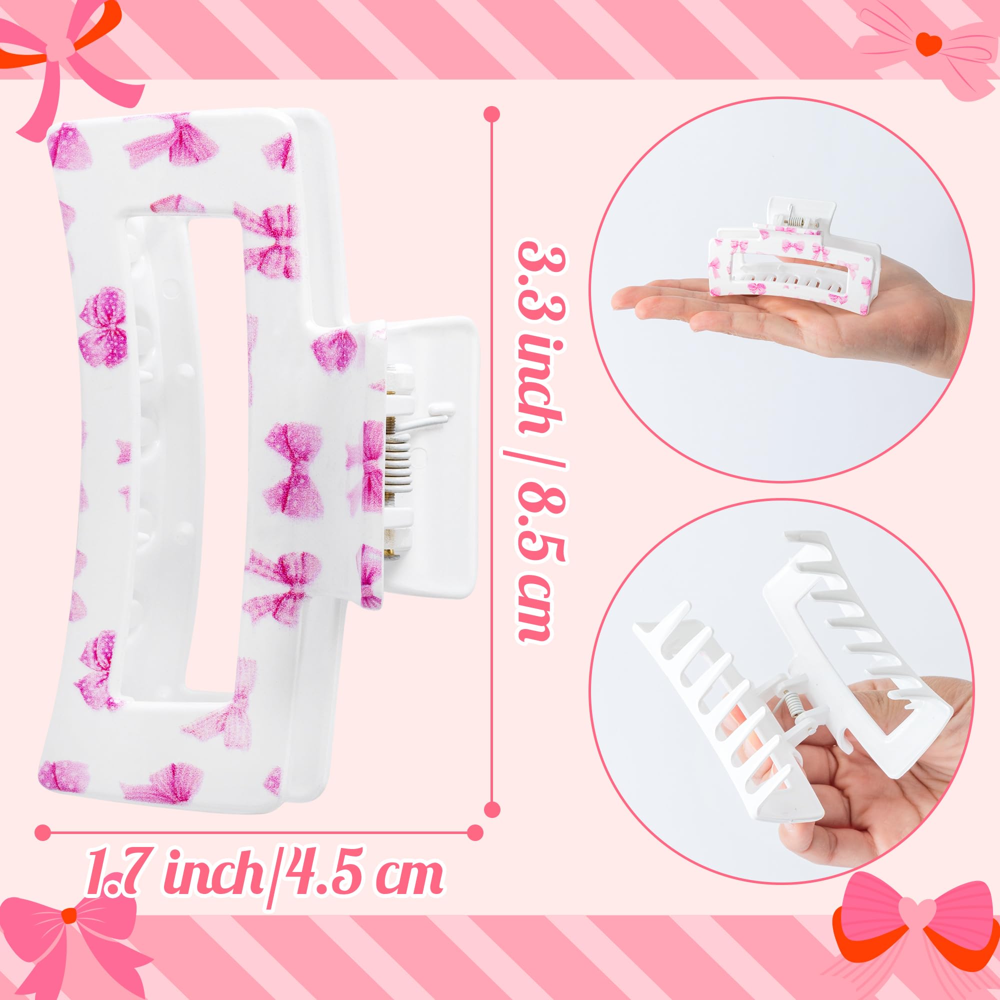 Pinzas Pantide con lazo rosa coqueta ofrecen sujeción estable para peinados rápidos.