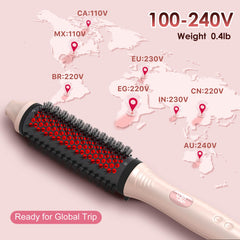 Infrared Thermal Brush, 1.65 inch Heated Round Brush for Blowout Look, Dual Voltage, Negative Ion Thermal Hair Tools, 6 Temperature, No Damage, Xmas Christmas Gifts for Women