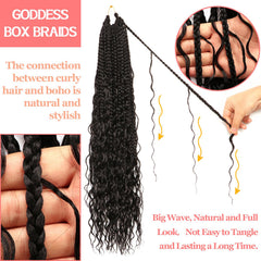 Su Mei.s Goddess Box Braids Crochet Hair - 24in Water Wave Boho Braids (9 Pack, 1B#)