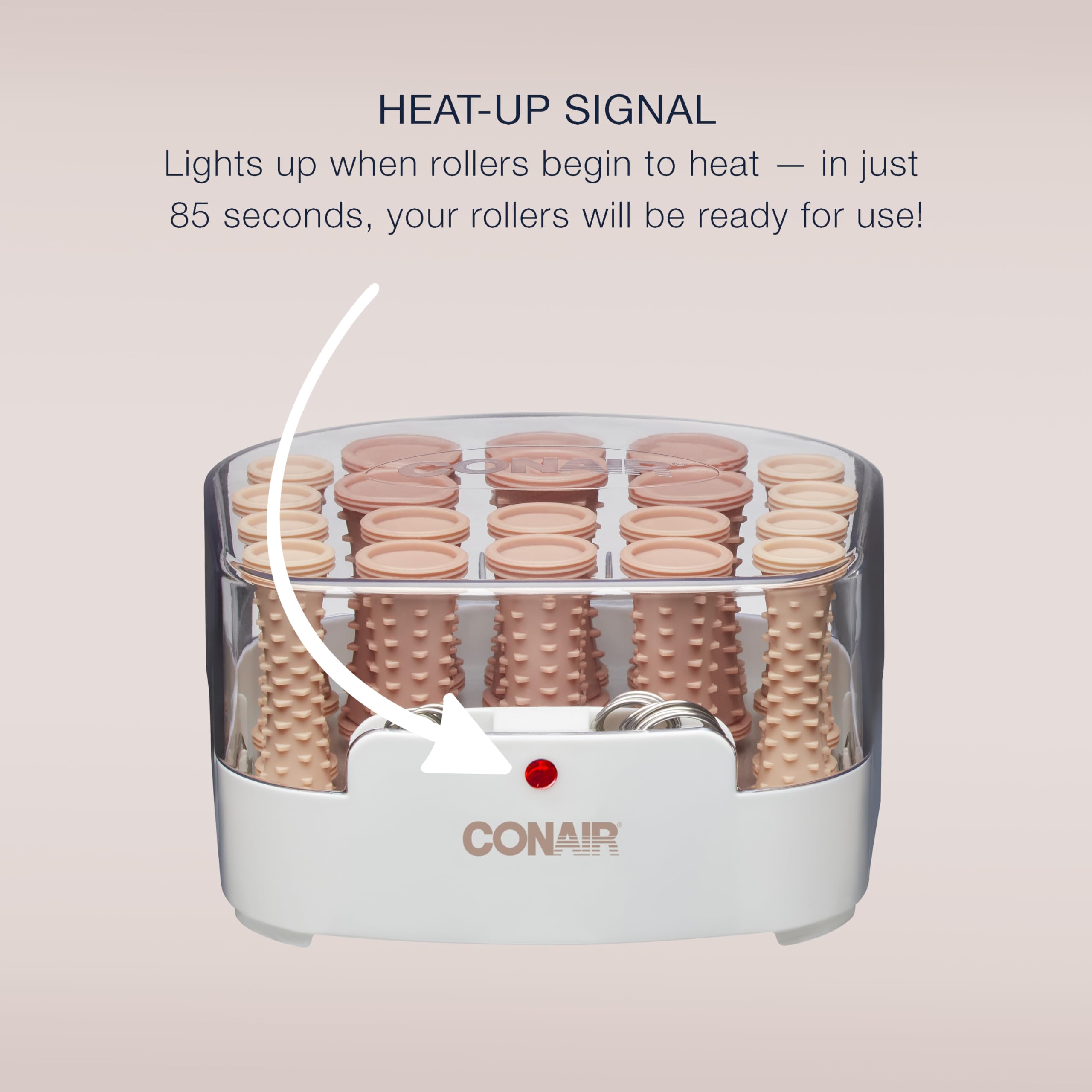 Conair Double Ceramic Hot Rollers for Long, Medium, and All Hair - Hair Curler - Hair Roller Clips Included - 1/2 inch, 3/4 inch, and 1 inch Rollers