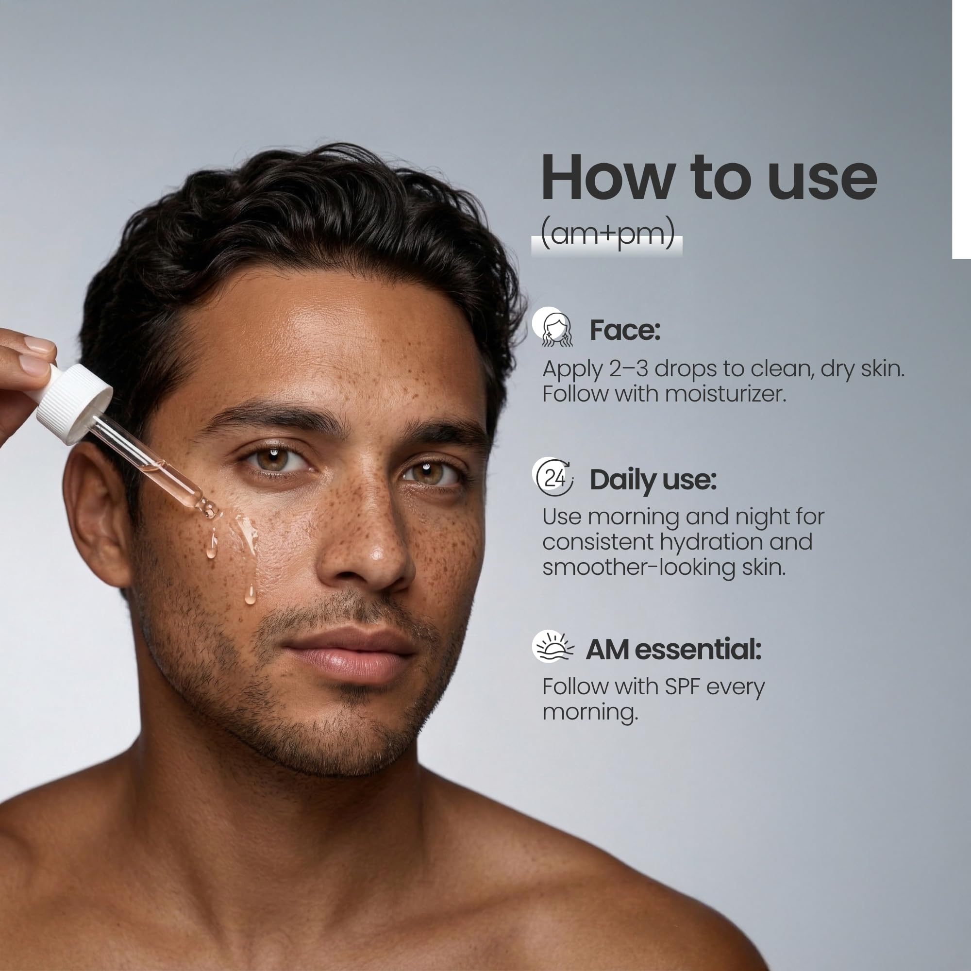 Natural Outcome Man Skin Supreme Serum – Serum facial hidratante para hombre, anti-edad, día y noche con ácido hialurónico, argán y vitamina E
