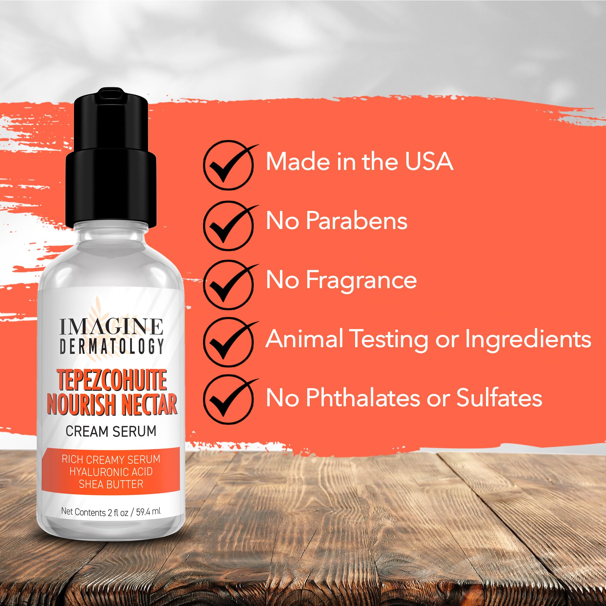Imagine Dermatology Tepezcohuite Nourish Nectar application on half-face suggesting even skin tone