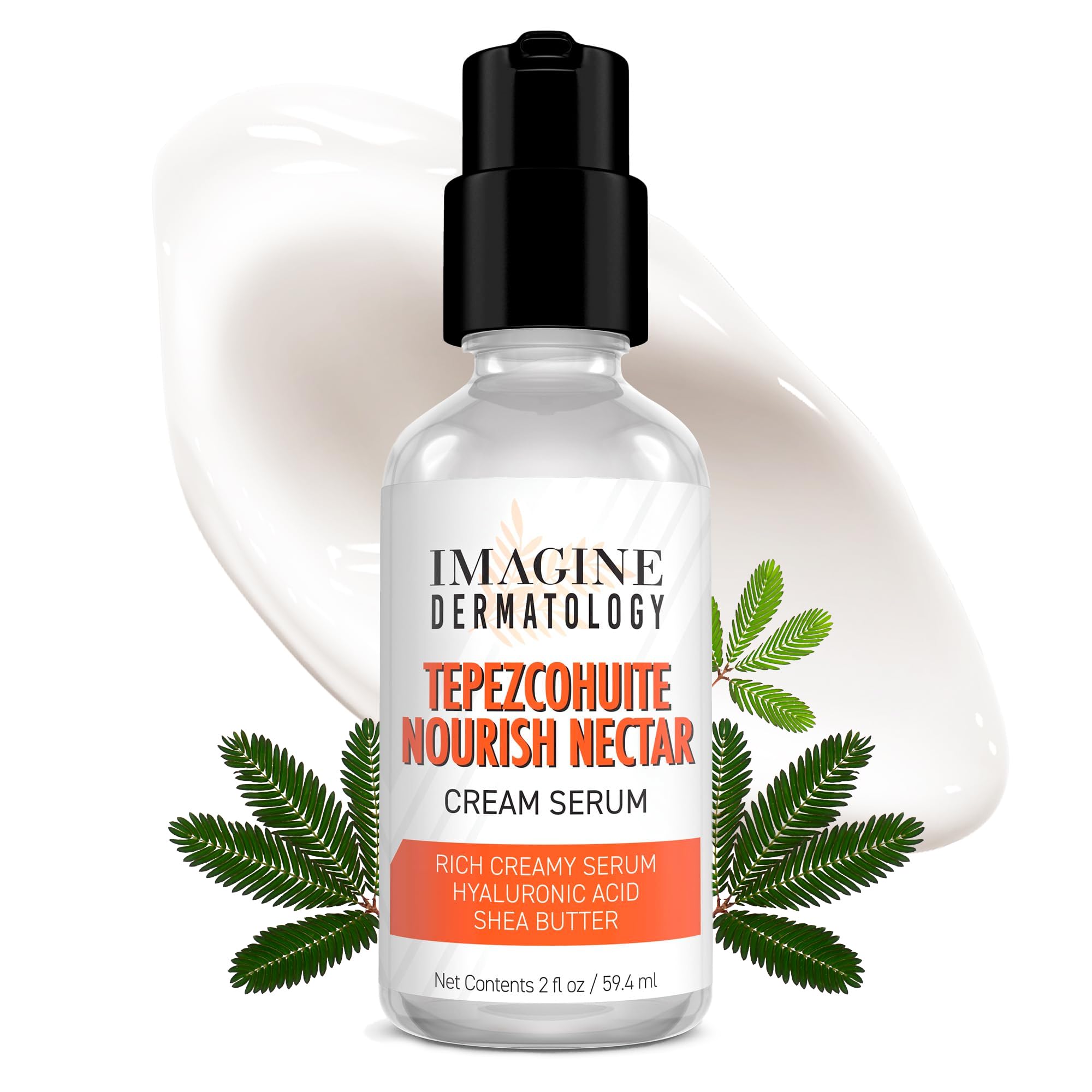 Imagine Dermatology Tepezcohuite Nourish Nectar cream bottle highlighting rich hydration