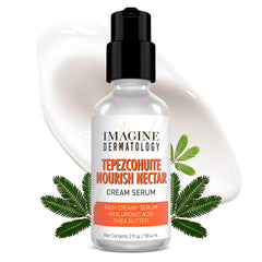 Imagine Dermatology Tepezcohuite Nourish Nectar cream bottle highlighting rich hydration