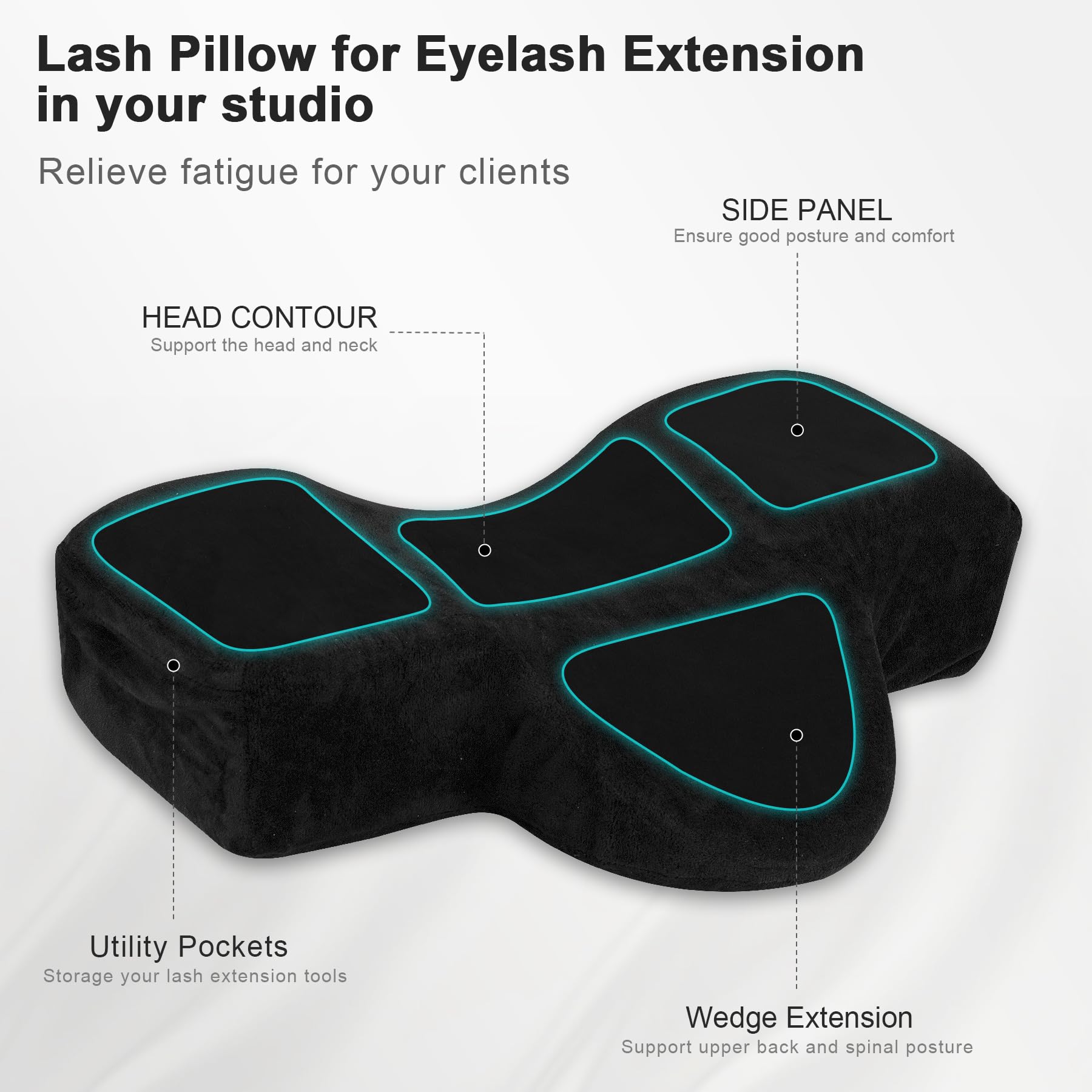 IMENE memory foam core cushions clients for eyelash treatments