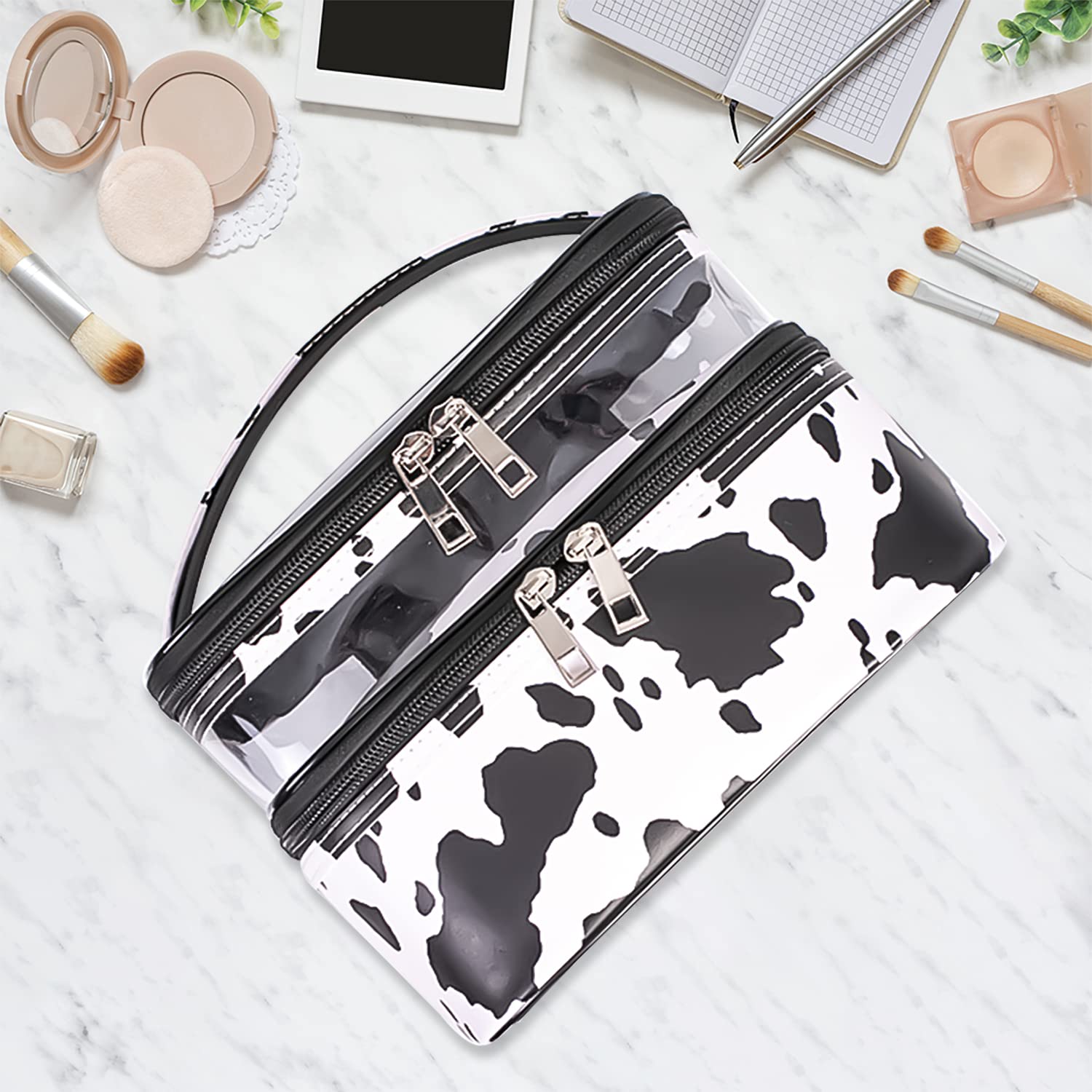 Imerelez cosmetic bag waterproof material close-up; durable travel companion.