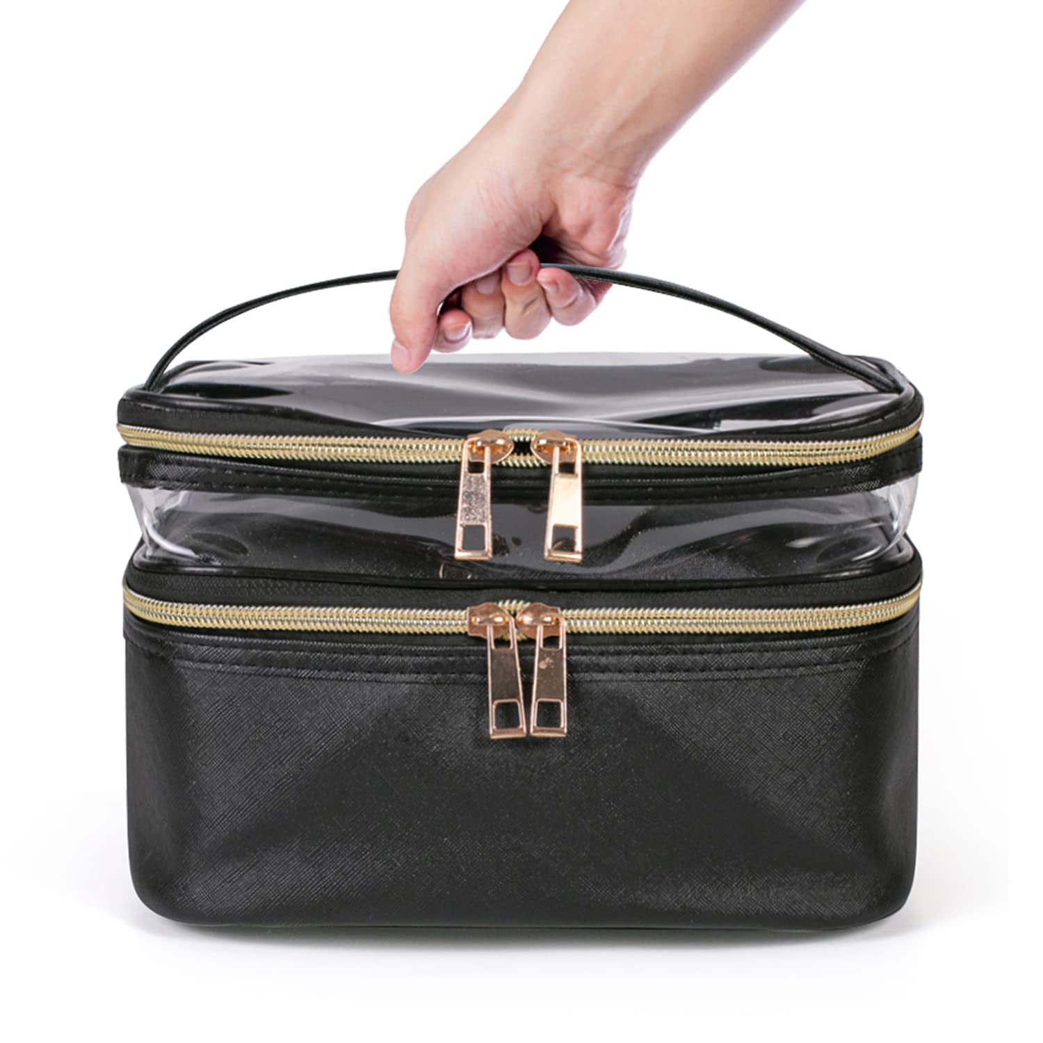 Imerelez foldable cosmetic bag closed view for compact packing.
