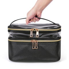 Imerelez foldable cosmetic bag closed view for compact packing.