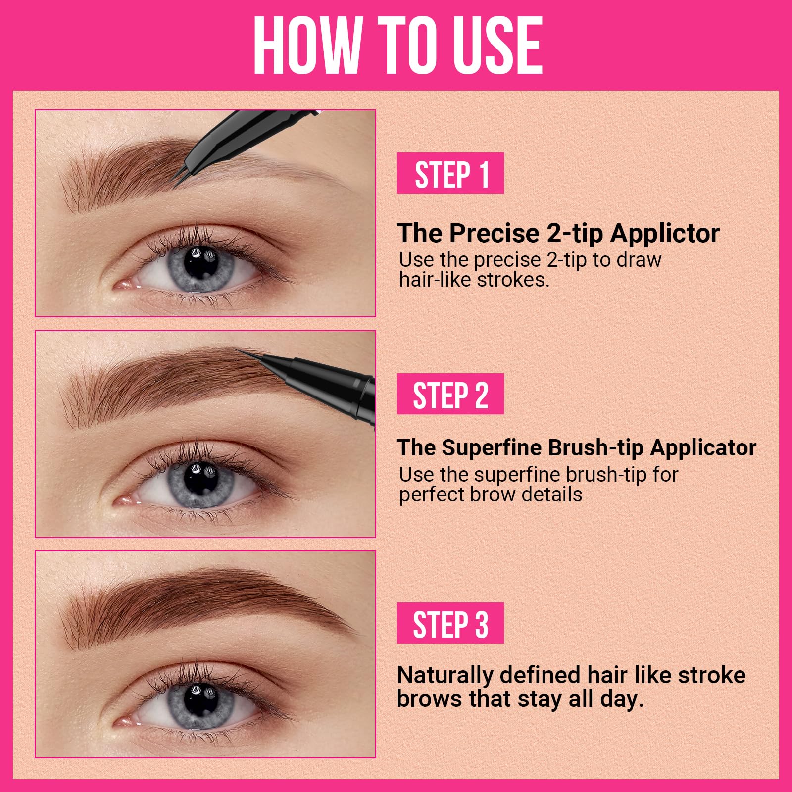 iMethod Curved Eyebrow Pen dual-ended design for filling and grooming