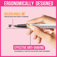 iMethod curved eyebrow pen demonstrates microblade-like strokes for fuller brows