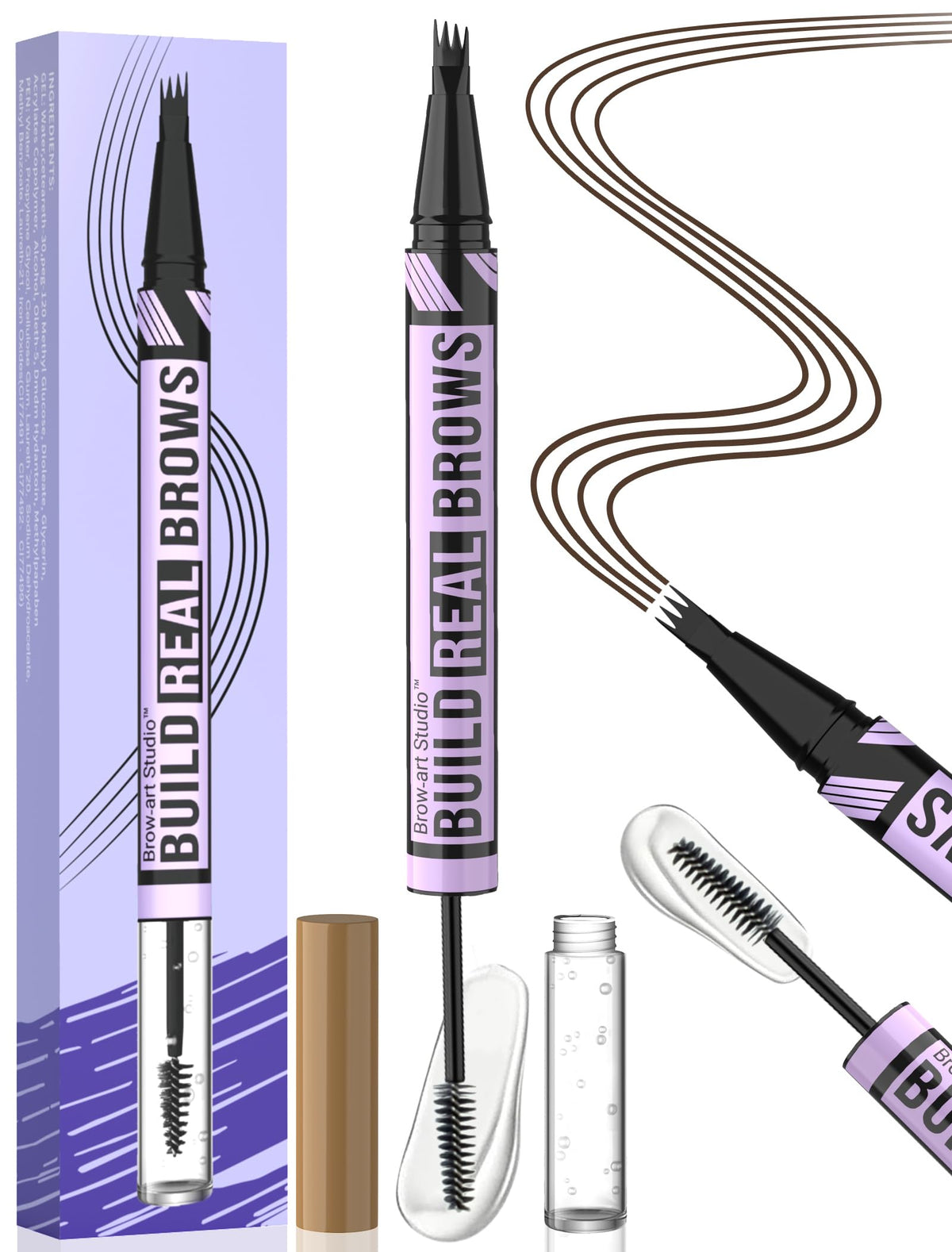iMethod eyebrow pen 4-fork-tip close-up for natural hair-like strokes