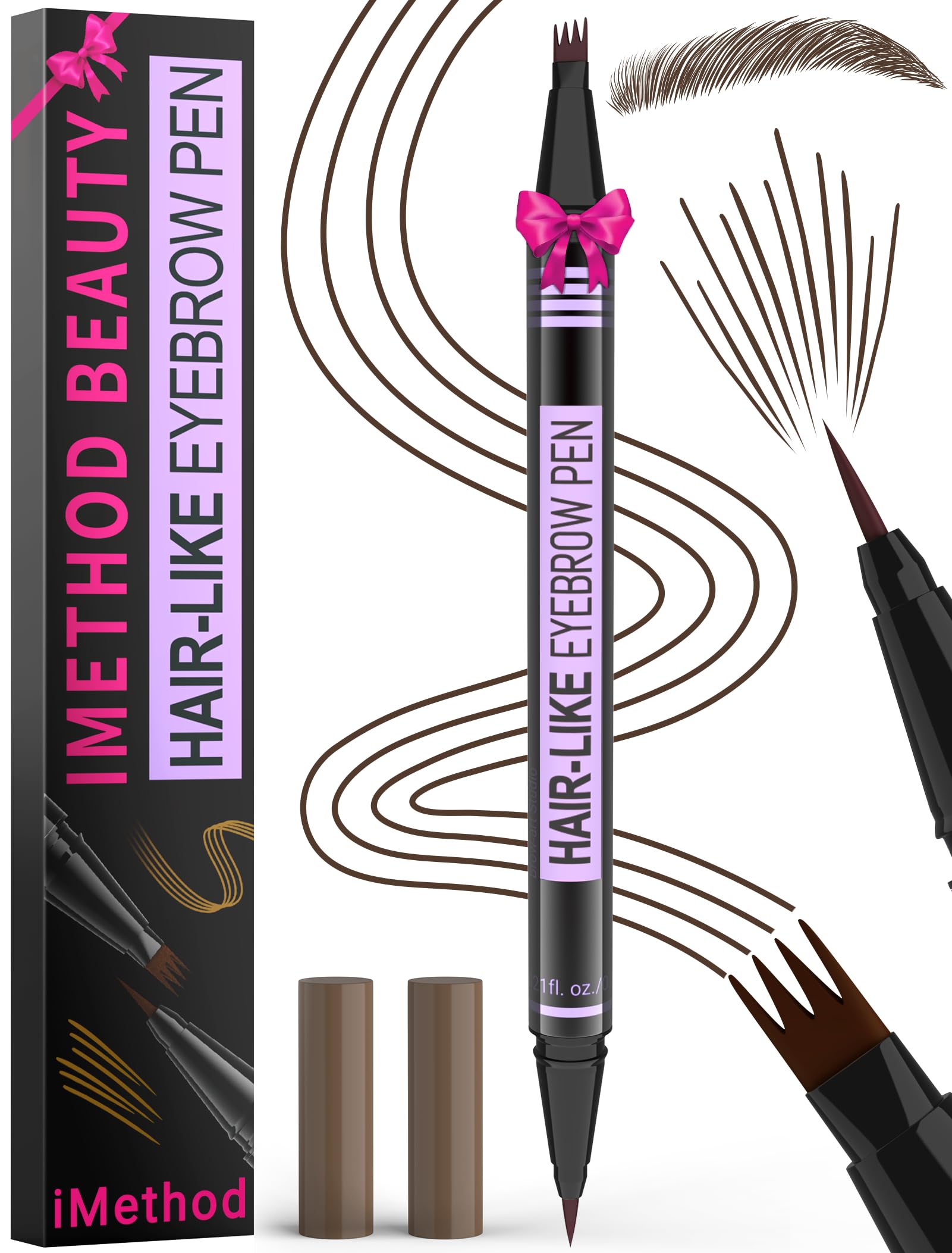 iMethod Eyebrow Pen 4-fork-tip close-up showing precise hair-like brow strokes
