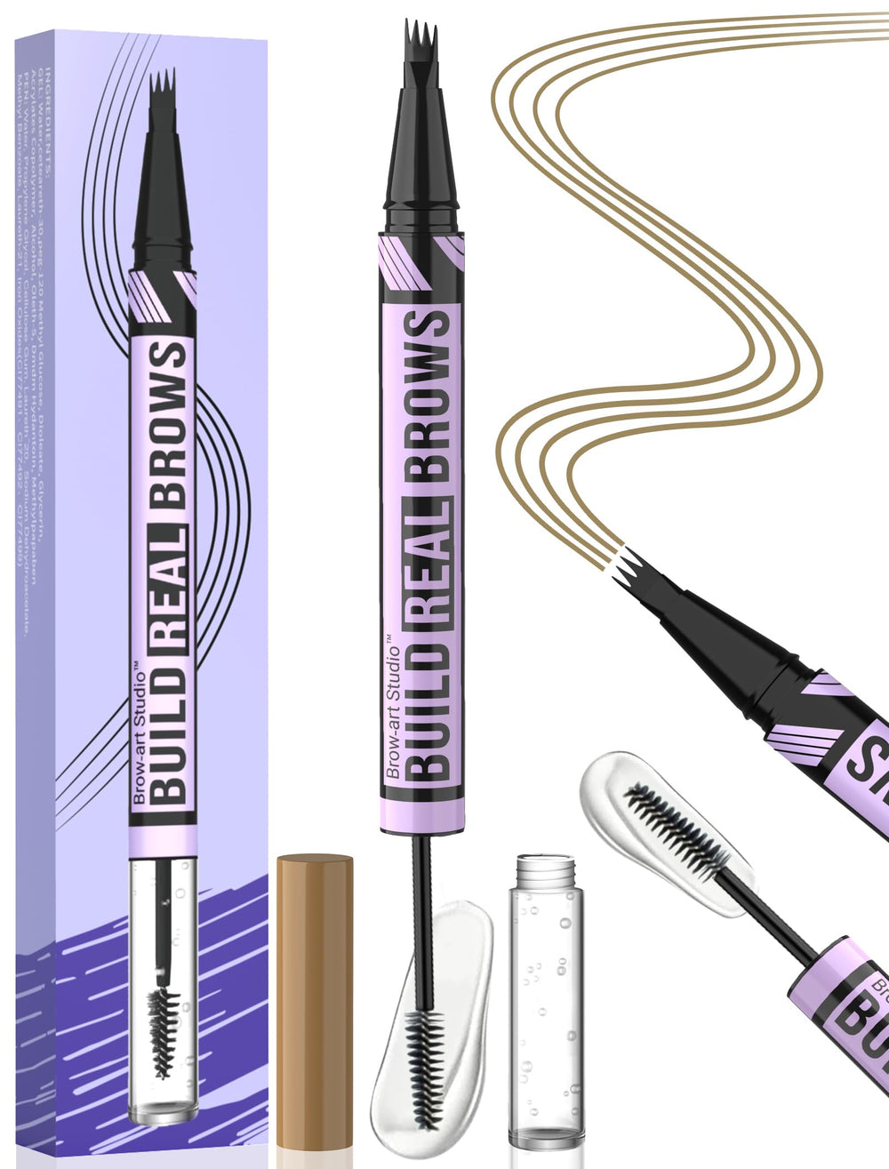 iMethod Eyebrow Pen 4-Fork Tip close-up for natural hair-like strokes.