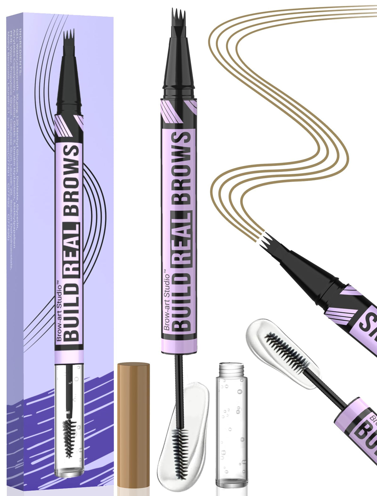 iMethod Eyebrow Pen 4-Fork Tip close-up for natural hair-like strokes.