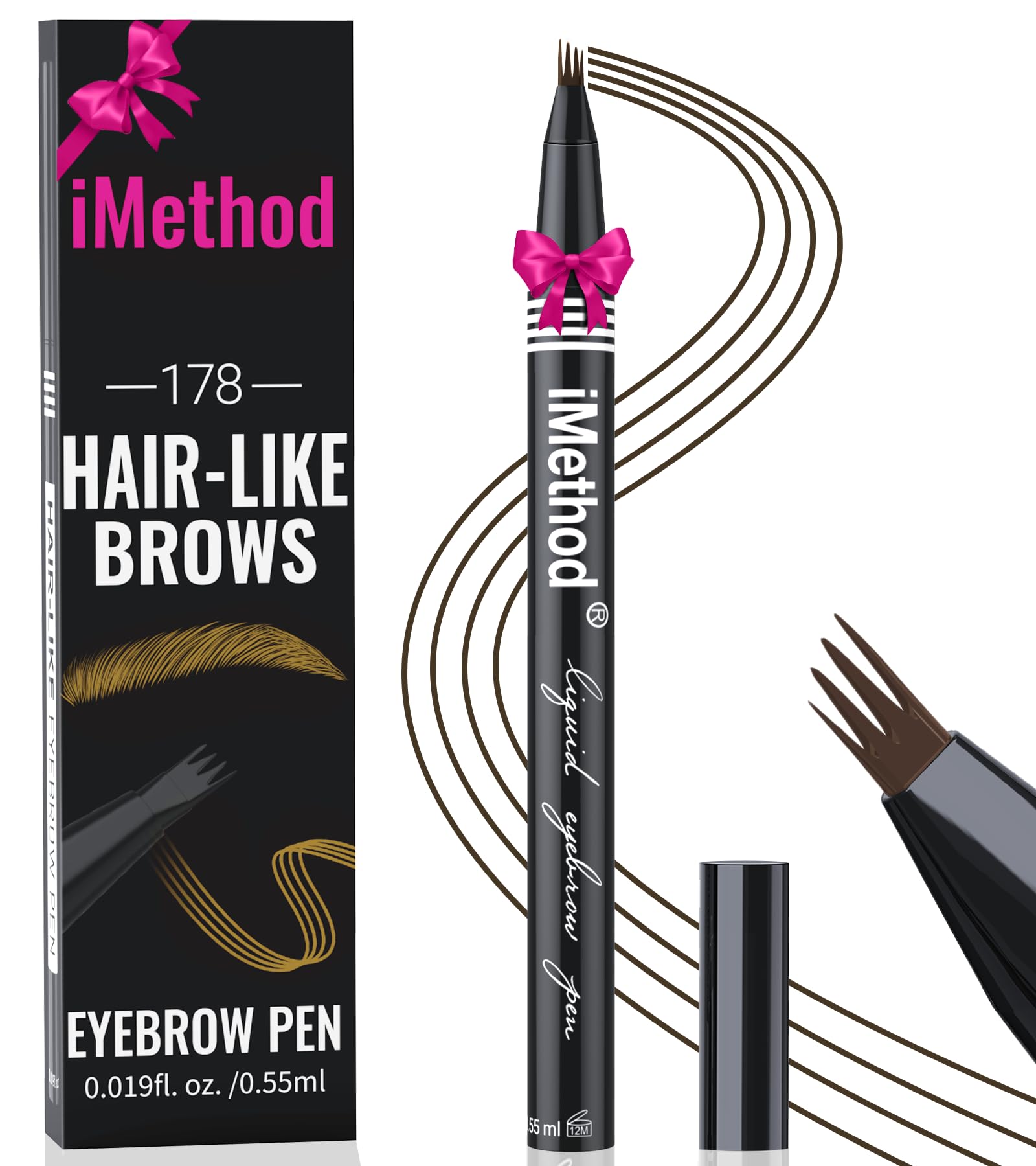 iMethod eyebrow pen cap close demonstrates a secure seal that keeps ink fresh