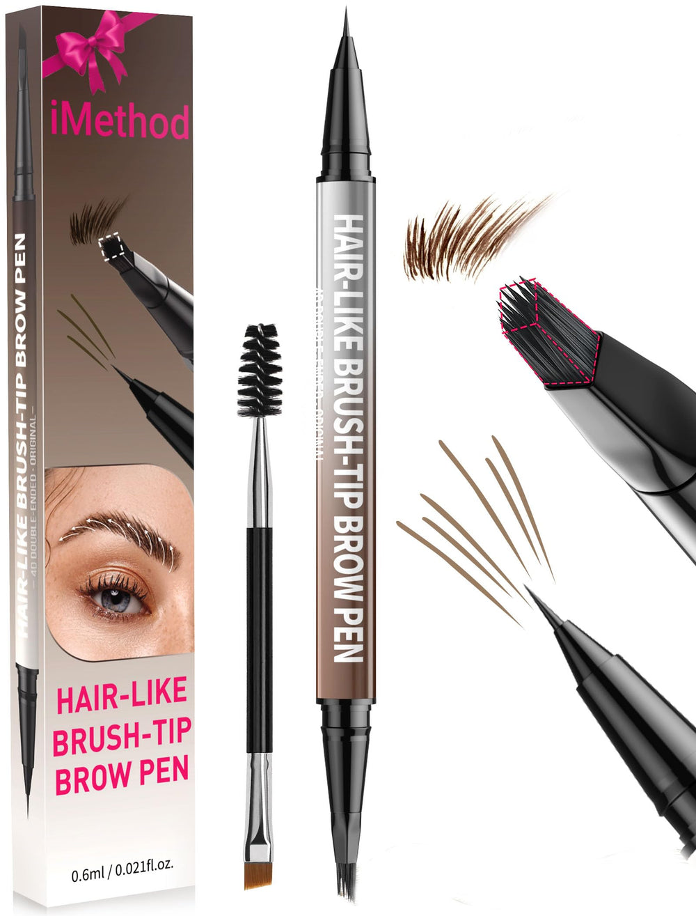 iMethod Eyebrow Pen dual-ended brush tip shapes natural 4D brows.