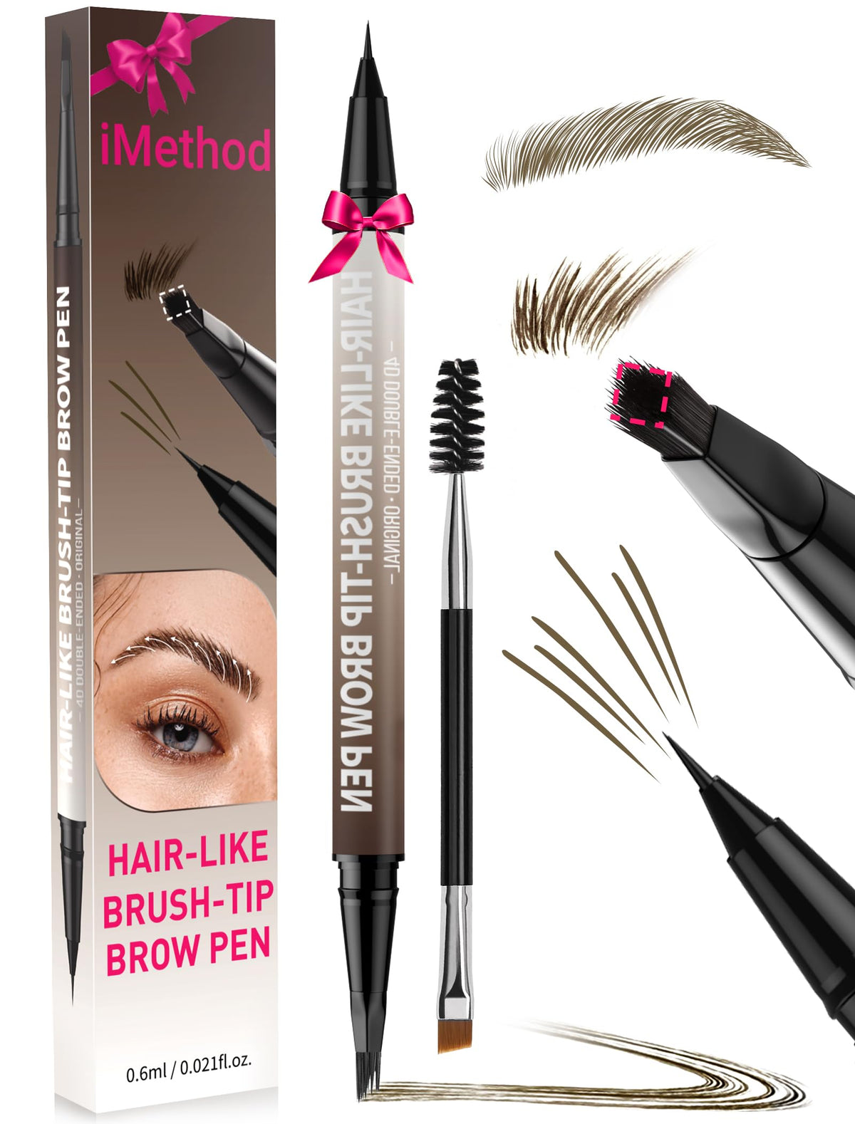 iMethod Eyebrow Pen dual-ended brush delivers precise definition for natural-looking brows