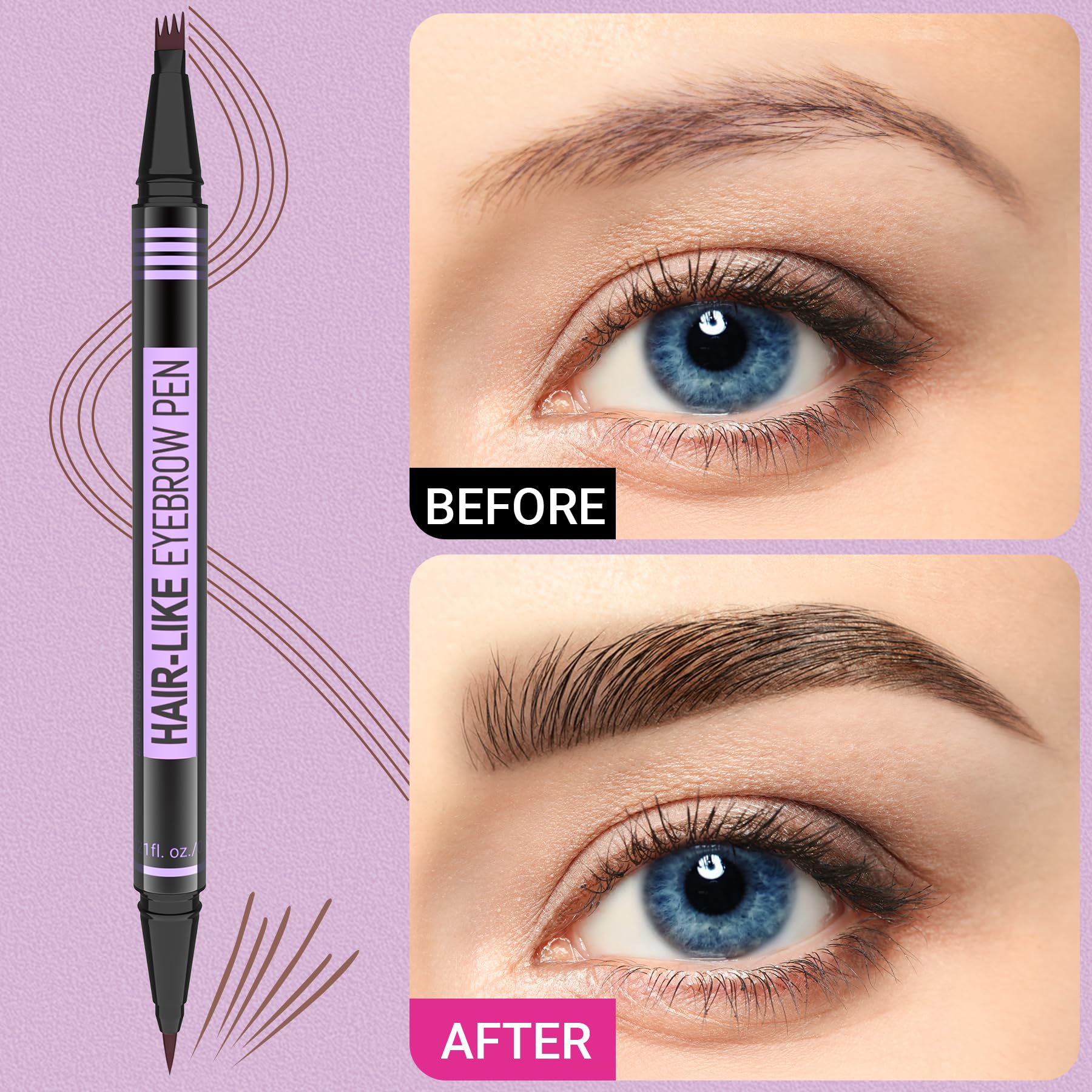 iMethod Eyebrow Pen microblade-tip stroke demonstration for filling sparse brows
