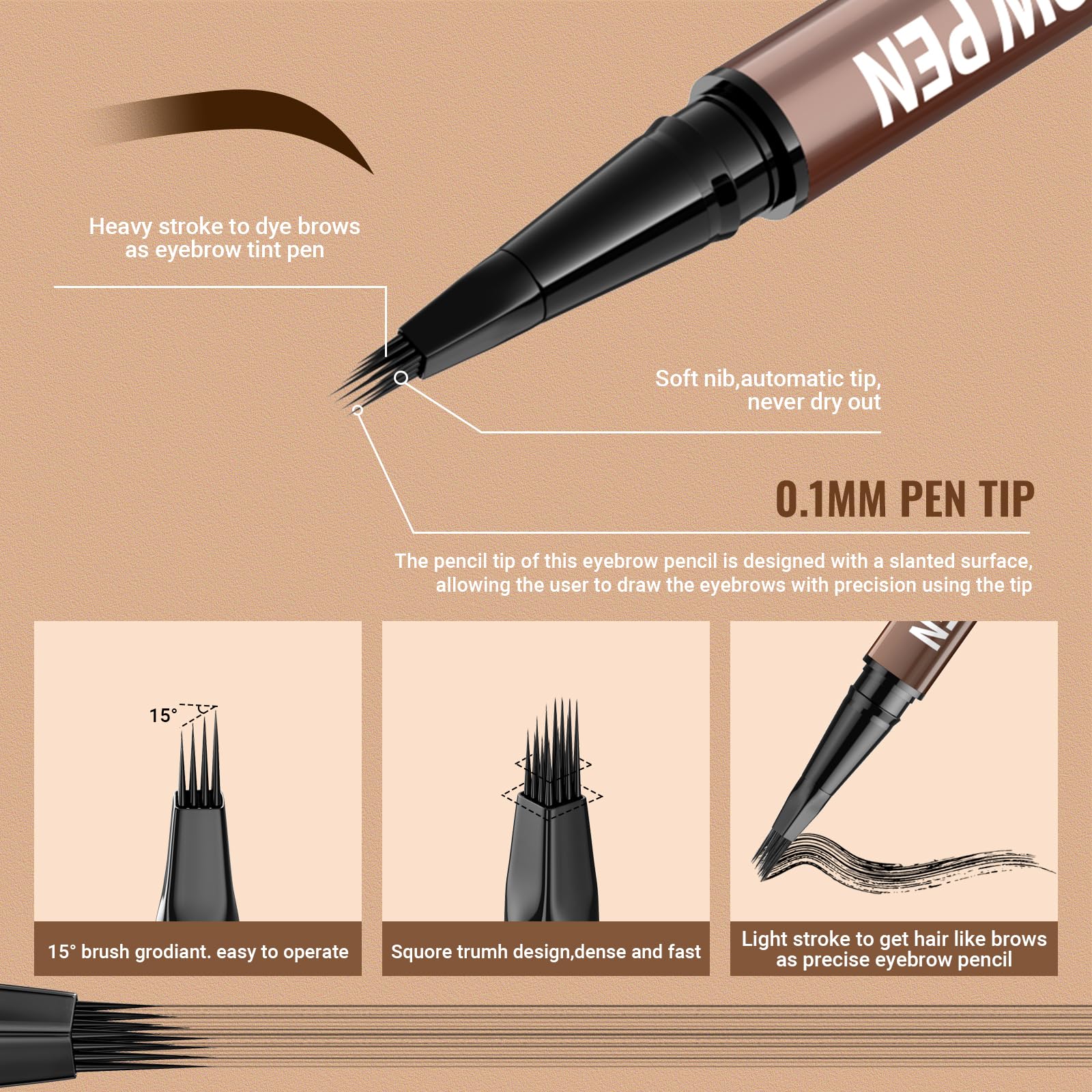 iMethod Eyebrow Pen waterproof formula lasts all day.