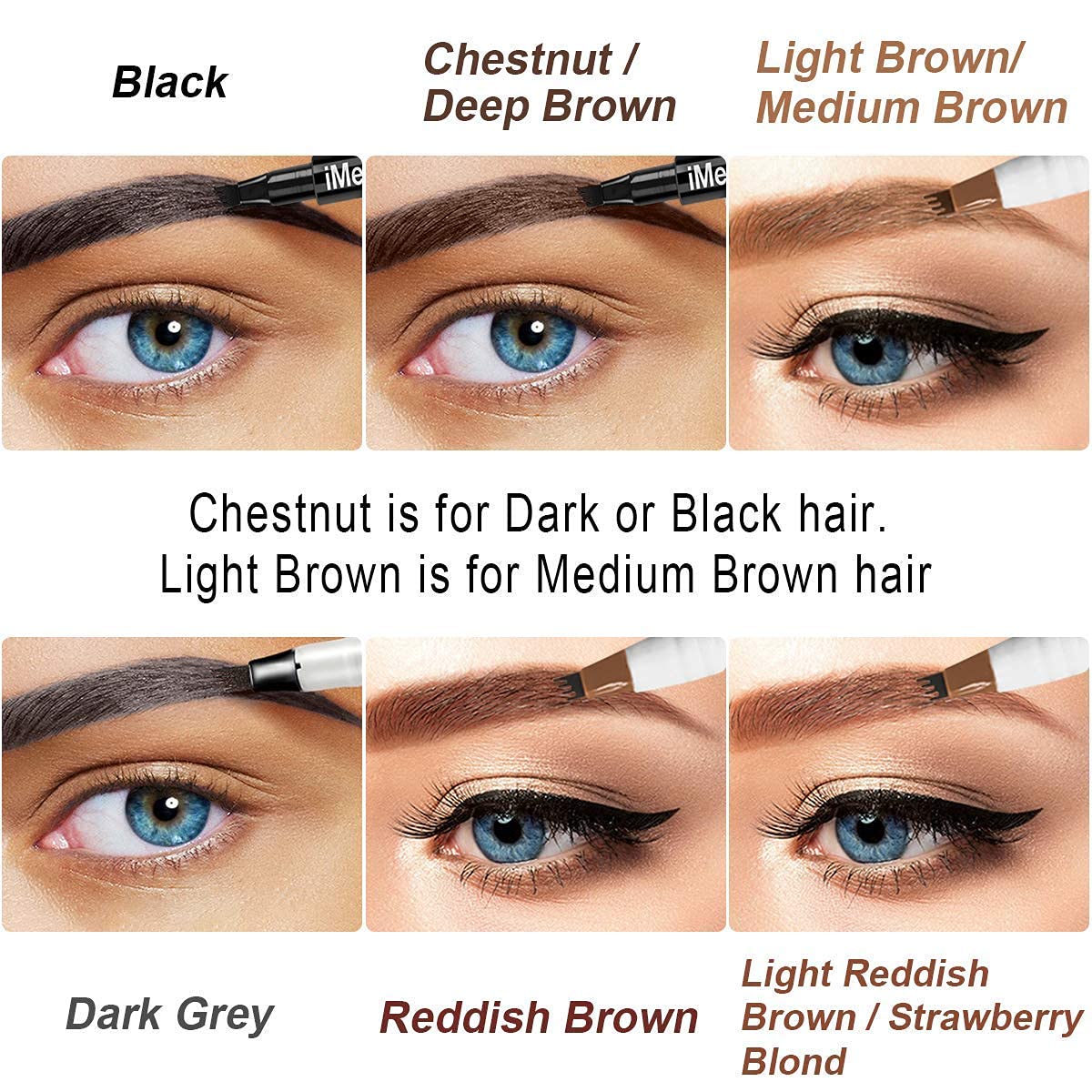 iMethod Eyebrow Pen waterproof feature shown for sweat and rain resistance.