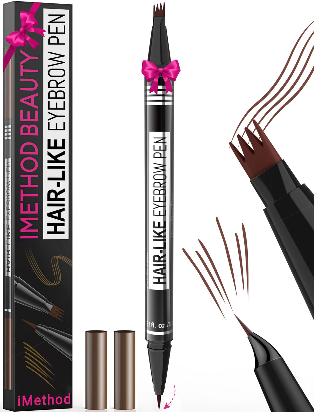 iMethod Microblading Eyebrow Pen 4-fork tip close-up for natural hair-like brows