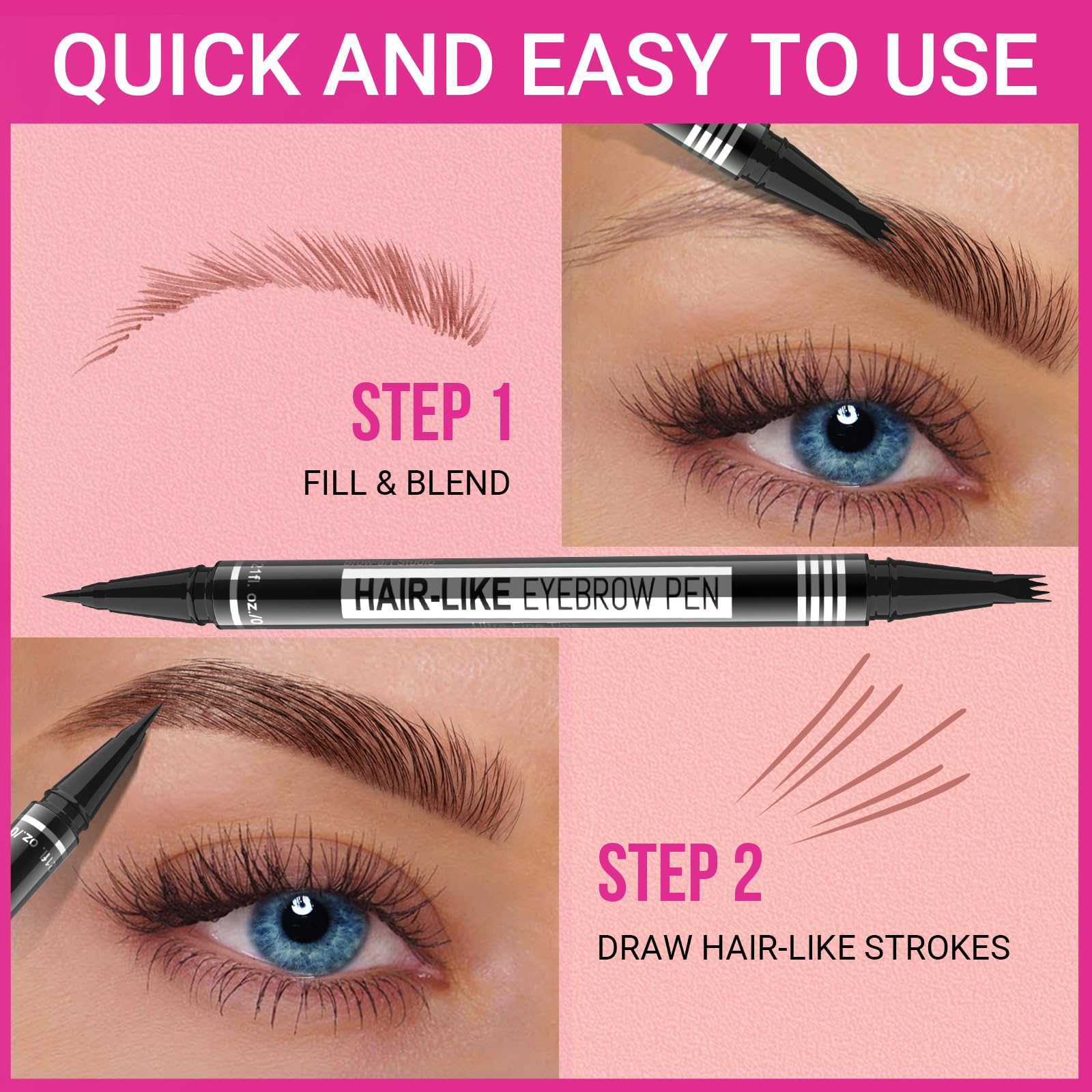 iMethod compact dual-ended brow pen fits in a makeup bag