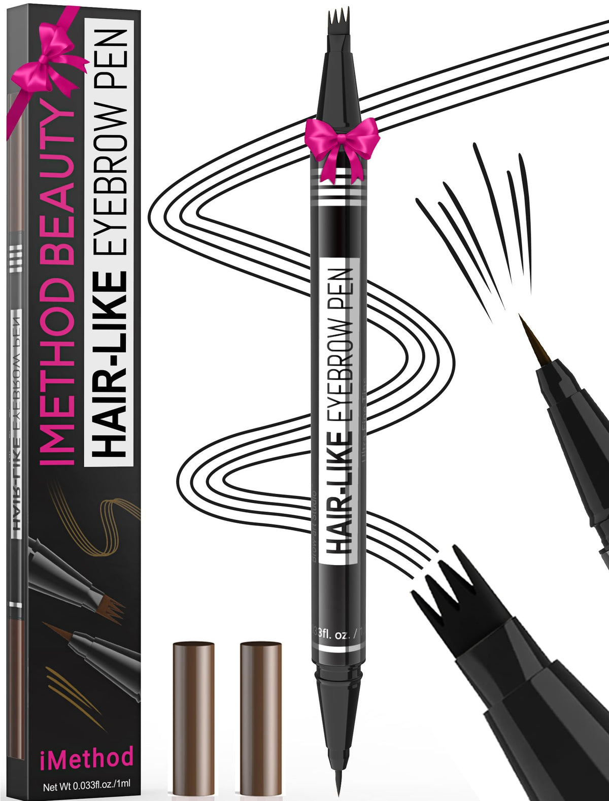 iMethod Microblading Eyebrow Pen packaging shows a compact case for quick on-the-go brow grooming