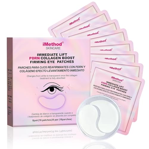 iMethod PDRN eye mask pack closeup; soothing patches target puffiness and dark circles.