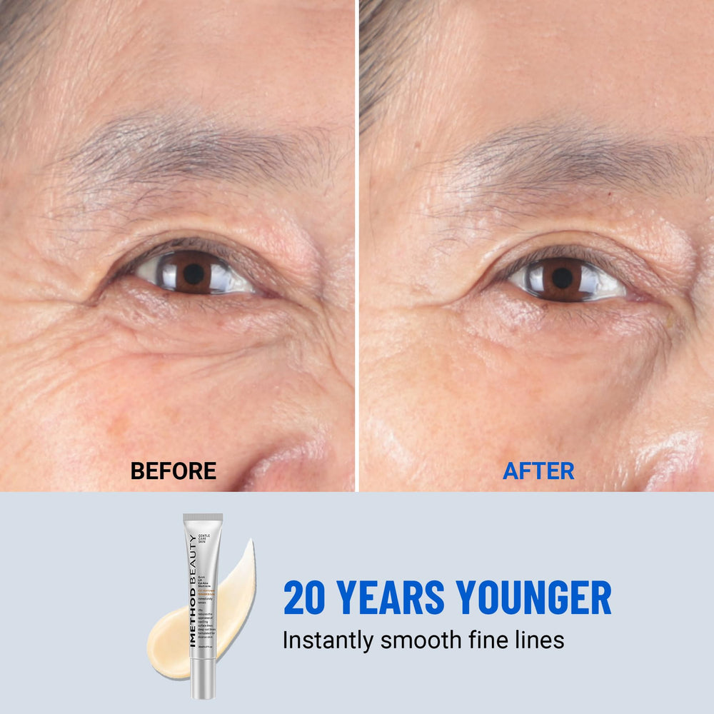 iMethod Perfection Eye Tightener application swatch shows quick-to-absorb cream for daytime use.